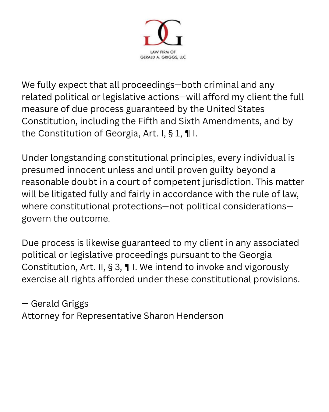 Attorney for Sharon Henderson Releases Statement